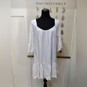 Seafolly Australia White Rayon Fly Fly Butterfly Kaftan Cover Up NWT Size M